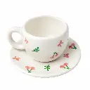 Coffee cup with saucer - cherry